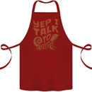 Yep I Talk To Lizards Chameleons Cotton Apron 100% Organic Maroon