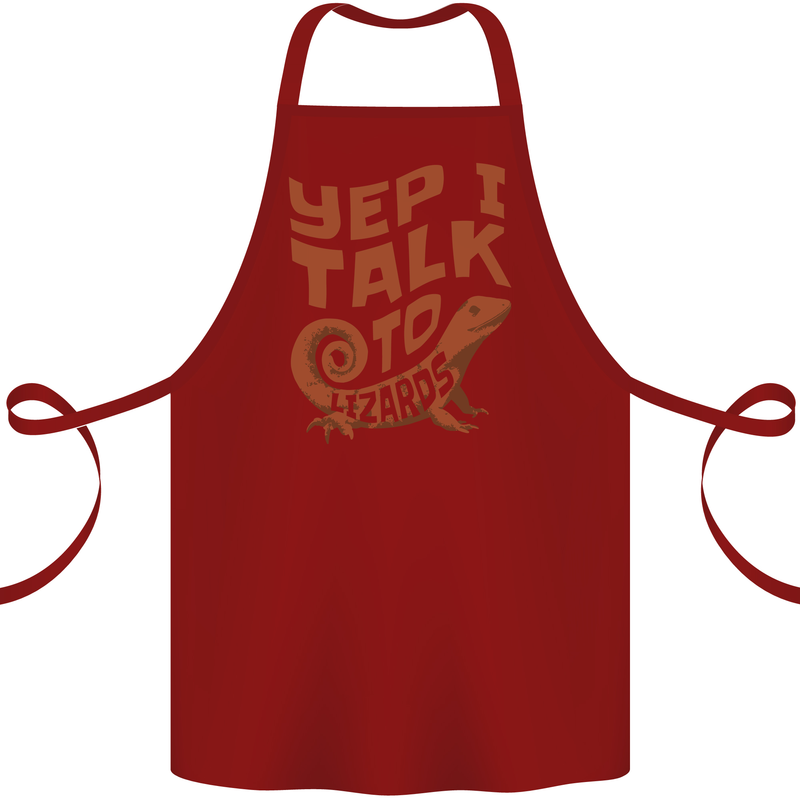 Yep I Talk To Lizards Chameleons Cotton Apron 100% Organic Maroon