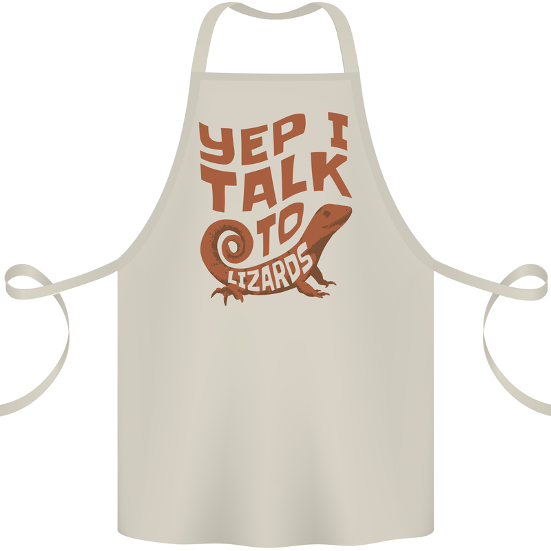 Yep I Talk To Lizards Chameleons Cotton Apron 100% Organic Natural