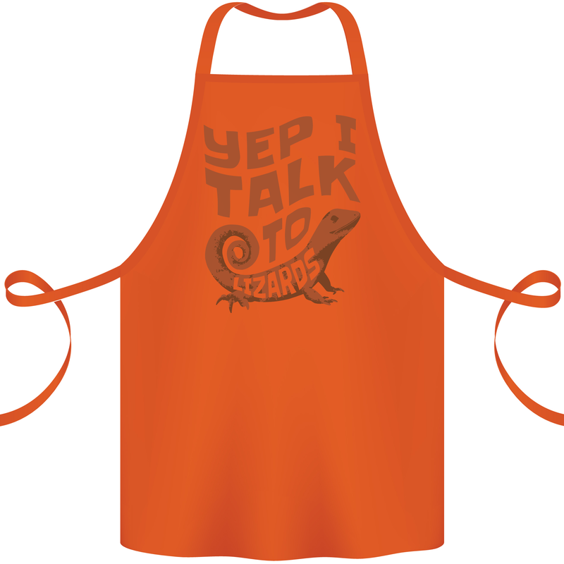 Yep I Talk To Lizards Chameleons Cotton Apron 100% Organic Orange
