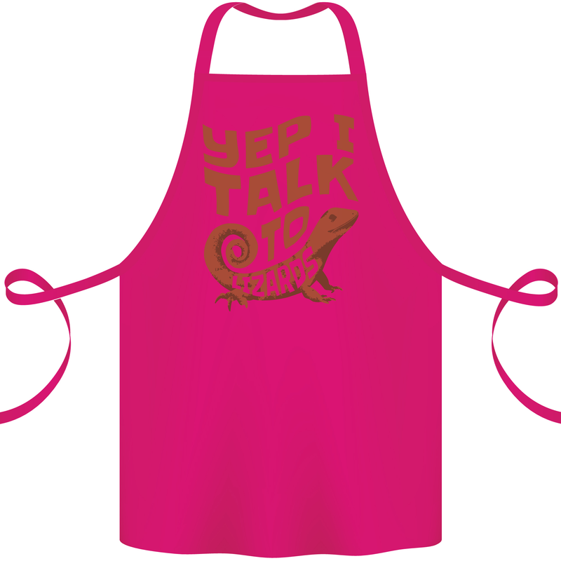 Yep I Talk To Lizards Chameleons Cotton Apron 100% Organic Pink