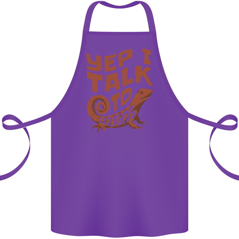 Yep I Talk To Lizards Chameleons Cotton Apron 100% Organic Purple