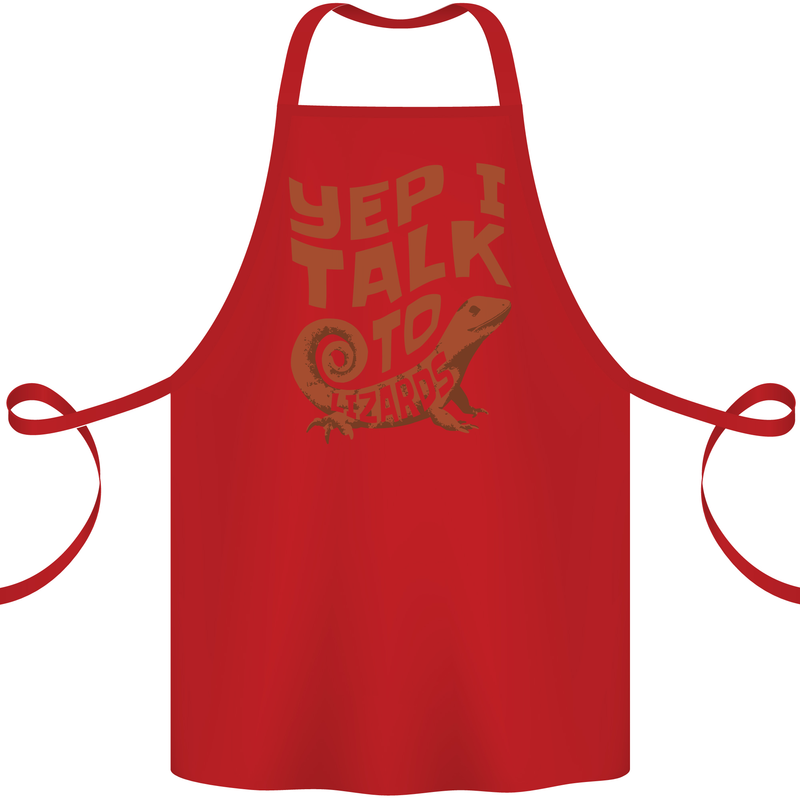 Yep I Talk To Lizards Chameleons Cotton Apron 100% Organic Red