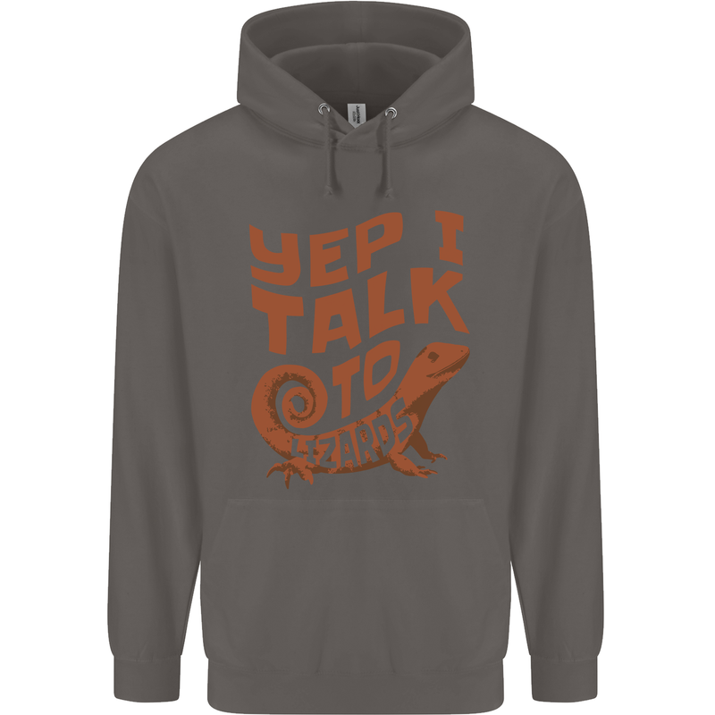Yep I Talk To Lizards Chameleons Mens 80% Cotton Hoodie Charcoal