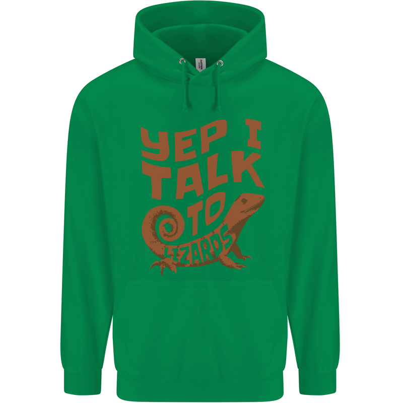 Yep I Talk To Lizards Chameleons Mens 80% Cotton Hoodie Irish Green
