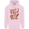 Yep I Talk To Lizards Chameleons Mens 80% Cotton Hoodie Light Pink