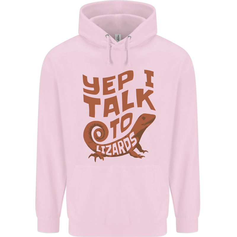 Yep I Talk To Lizards Chameleons Mens 80% Cotton Hoodie Light Pink