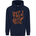 Yep I Talk To Lizards Chameleons Mens 80% Cotton Hoodie Navy Blue