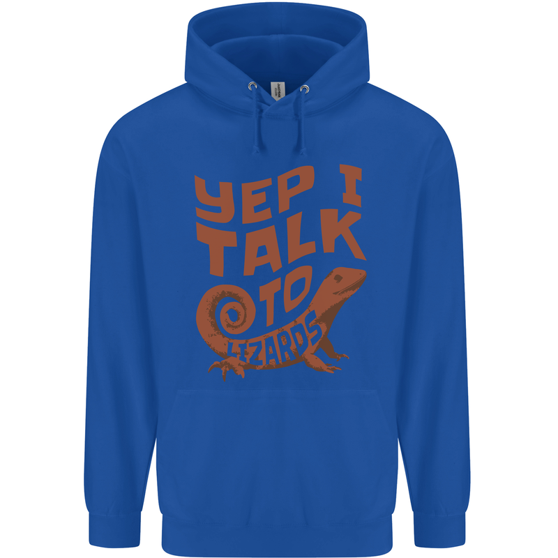 Yep I Talk To Lizards Chameleons Mens 80% Cotton Hoodie Royal Blue