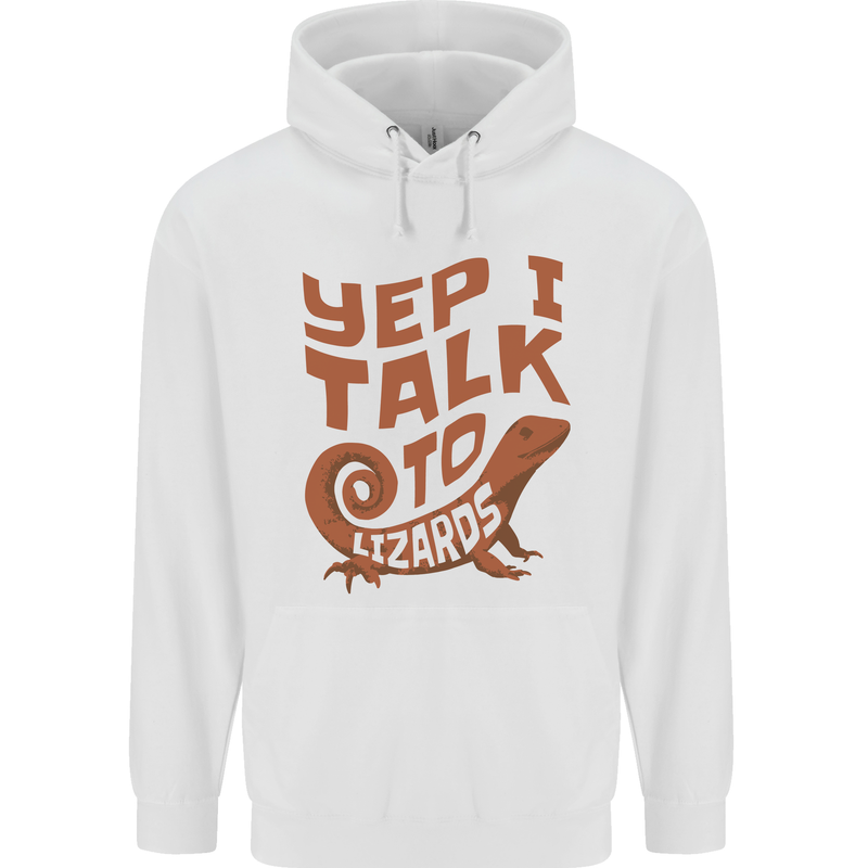 Yep I Talk To Lizards Chameleons Mens 80% Cotton Hoodie White