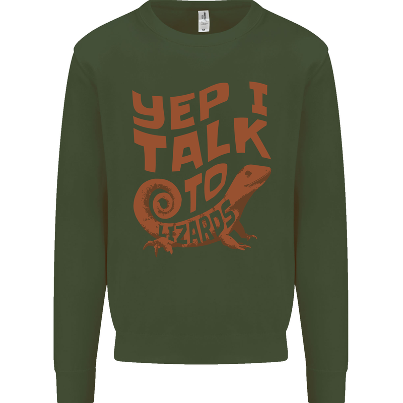 Yep I Talk To Lizards Chameleons Mens Sweatshirt Jumper Forest Green