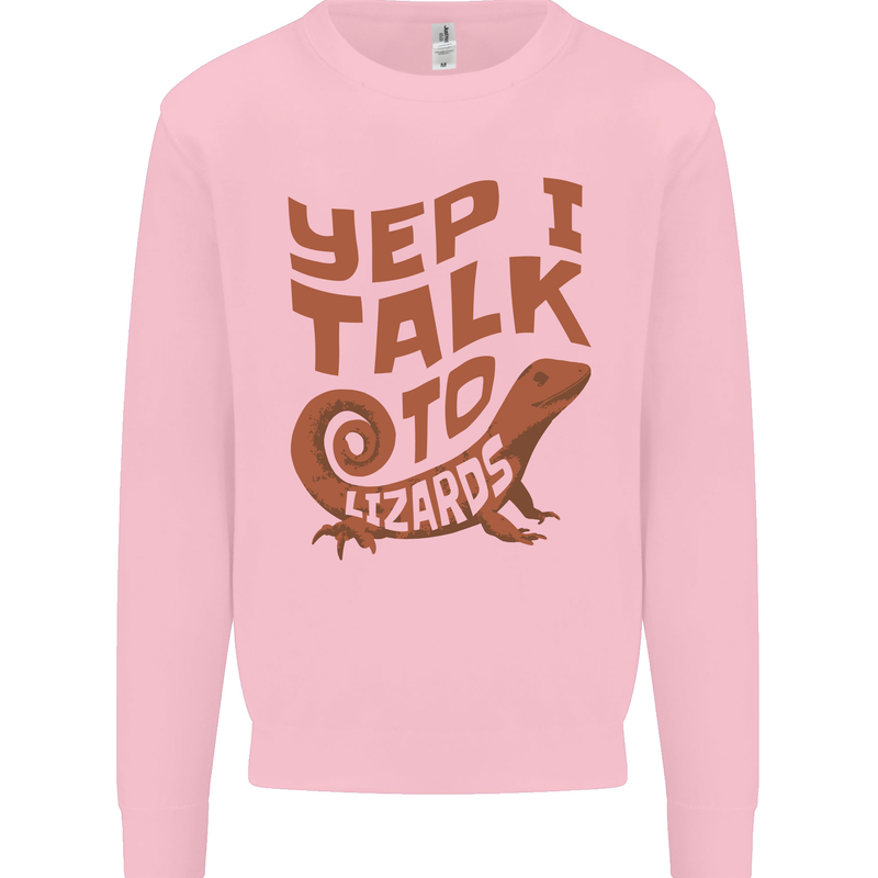 Yep I Talk To Lizards Chameleons Mens Sweatshirt Jumper Light Pink