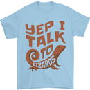 Yep I Talk To Lizards Chameleons Mens T-Shirt 100% Cotton Light Blue