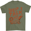 Yep I Talk To Lizards Chameleons Mens T-Shirt 100% Cotton Military Green