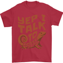 Yep I Talk To Lizards Chameleons Mens T-Shirt 100% Cotton Red