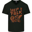 Yep I Talk To Lizards Chameleons Mens V-Neck Cotton T-Shirt Black