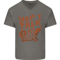 Yep I Talk To Lizards Chameleons Mens V-Neck Cotton T-Shirt Charcoal