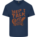 Yep I Talk To Lizards Chameleons Mens V-Neck Cotton T-Shirt Navy Blue
