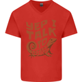 Yep I Talk To Lizards Chameleons Mens V-Neck Cotton T-Shirt Red