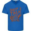 Yep I Talk To Lizards Chameleons Mens V-Neck Cotton T-Shirt Royal Blue