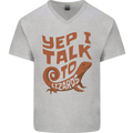 Yep I Talk To Lizards Chameleons Mens V-Neck Cotton T-Shirt Sports Grey