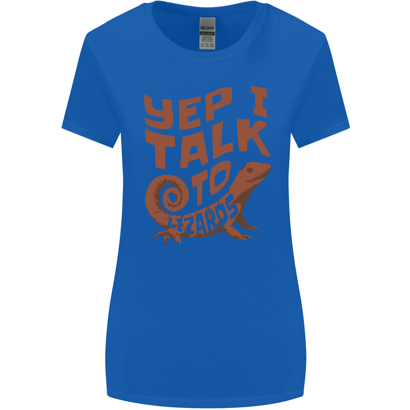 Yep I Talk To Lizards Chameleons Womens Wider Cut T-Shirt Royal Blue