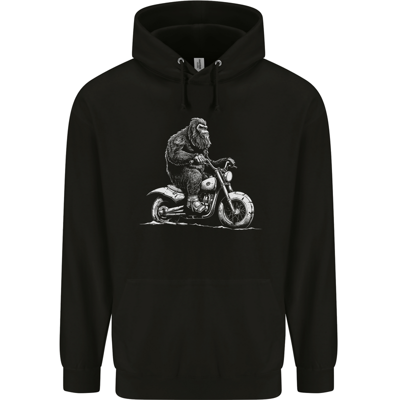 Yeti Biker Motorbike Motorcycle Bigfoot Mens 80% Cotton Hoodie Black