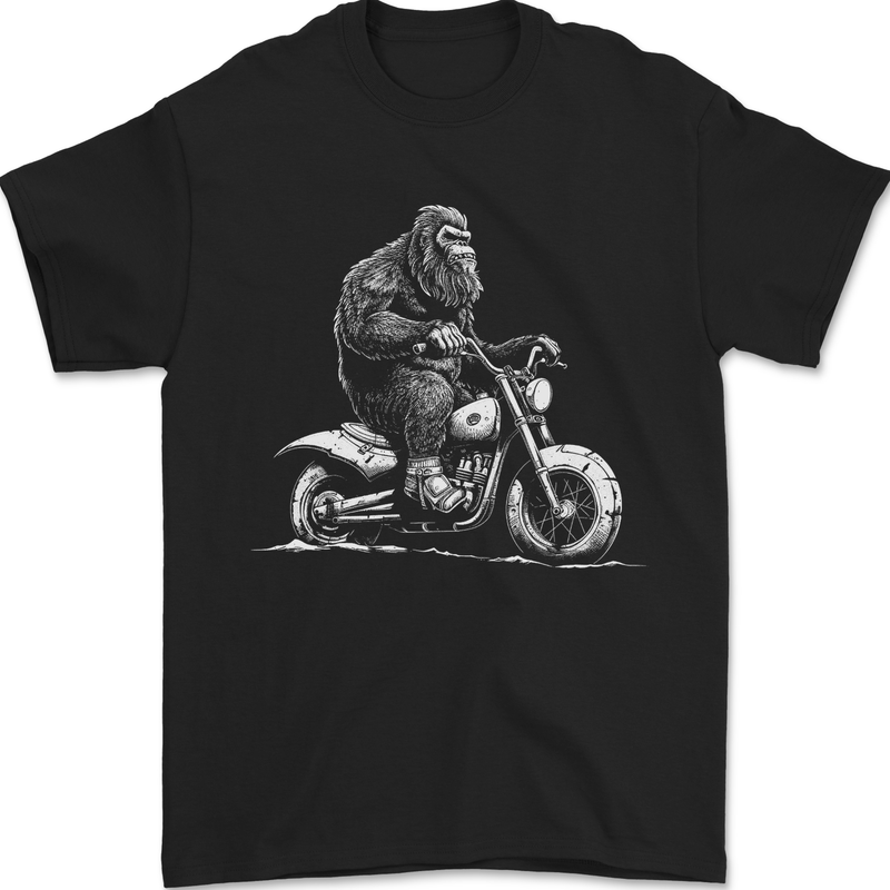 Yeti Biker Motorbike Motorcycle Bigfoot Mens T-Shirt 100% Cotton Black
