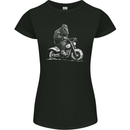 Yeti Biker Motorbike Motorcycle Bigfoot Womens Petite Cut T-Shirt Black