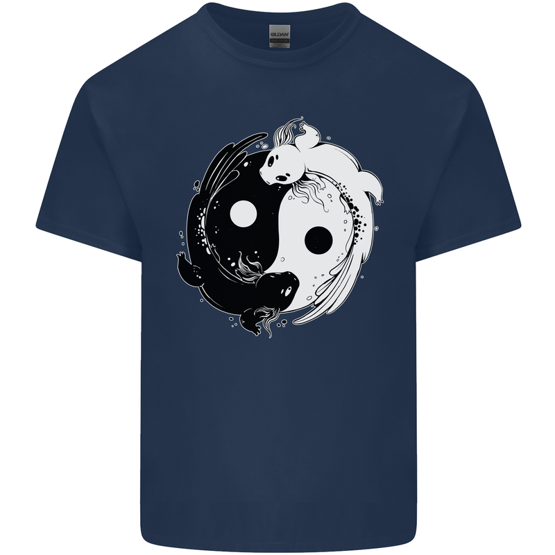 Yin Yang Axolotl Kids T-Shirt Childrens Navy Blue