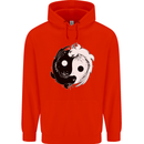 Yin Yang Axolotl Mens 80% Cotton Hoodie Bright Red