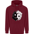 Yin Yang Axolotl Mens 80% Cotton Hoodie Maroon