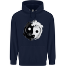 Yin Yang Axolotl Mens 80% Cotton Hoodie Navy Blue