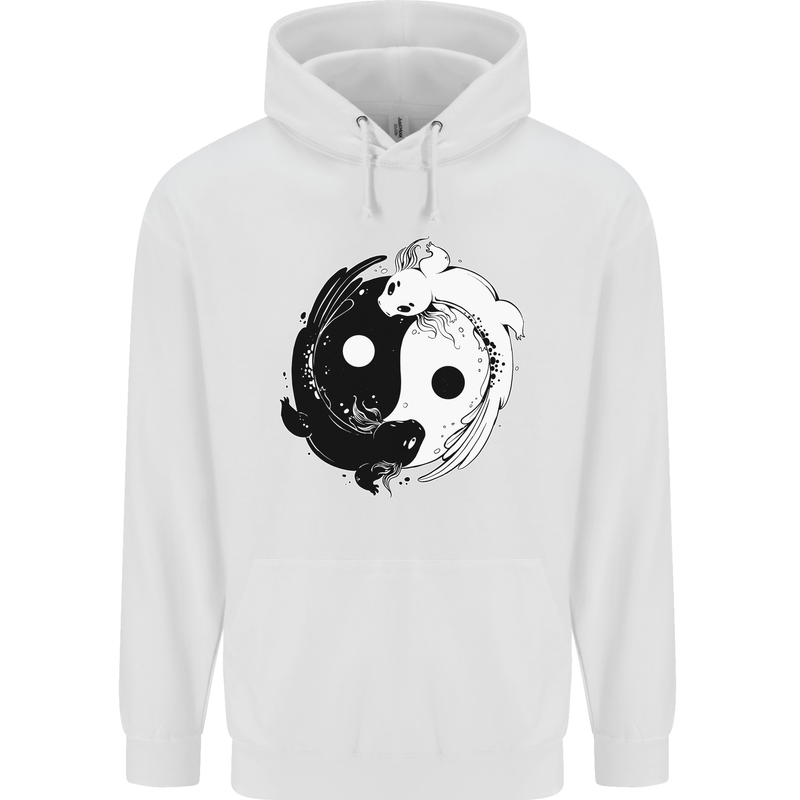 Yin Yang Axolotl Mens 80% Cotton Hoodie White