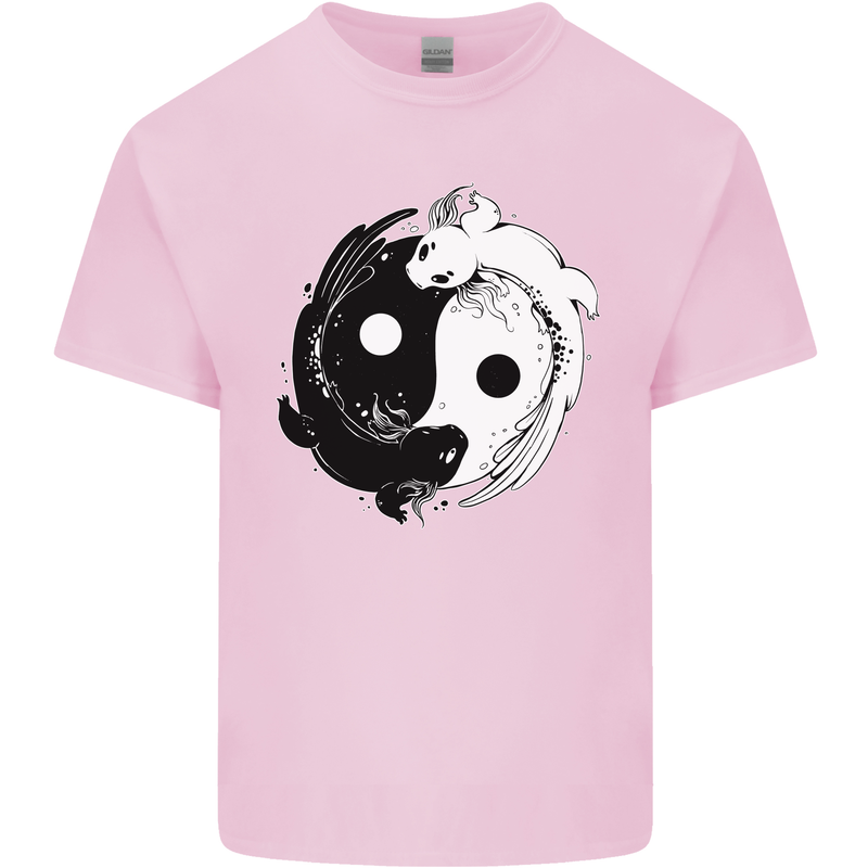 Yin Yang Axolotl Mens Cotton T-Shirt Tee Top Light Pink