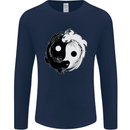 Yin Yang Axolotl Mens Long Sleeve T-Shirt Navy Blue