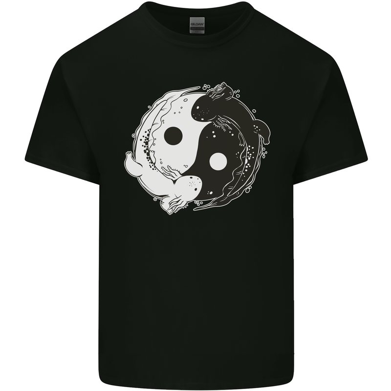 Yin Yang Axolottl Kids T-Shirt Childrens Black