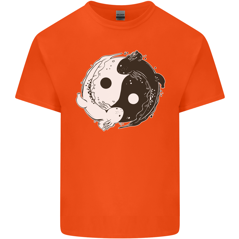 Yin Yang Axolottl Kids T-Shirt Childrens Orange