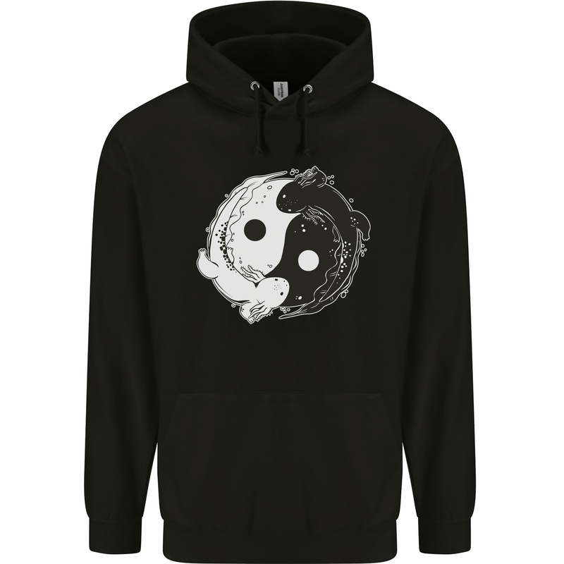 Yin Yang Axolottl Mens 80% Cotton Hoodie Black