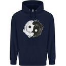 Yin Yang Axolottl Mens 80% Cotton Hoodie Navy Blue
