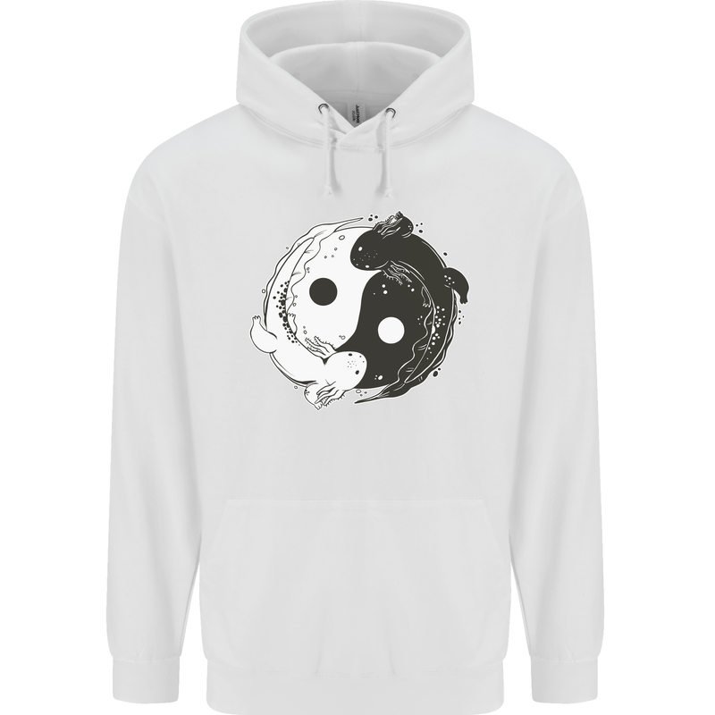 Yin Yang Axolottl Mens 80% Cotton Hoodie White