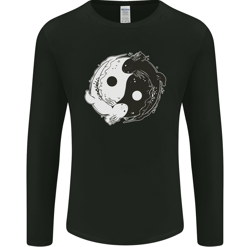 Yin Yang Axolottl Mens Long Sleeve T-Shirt Black