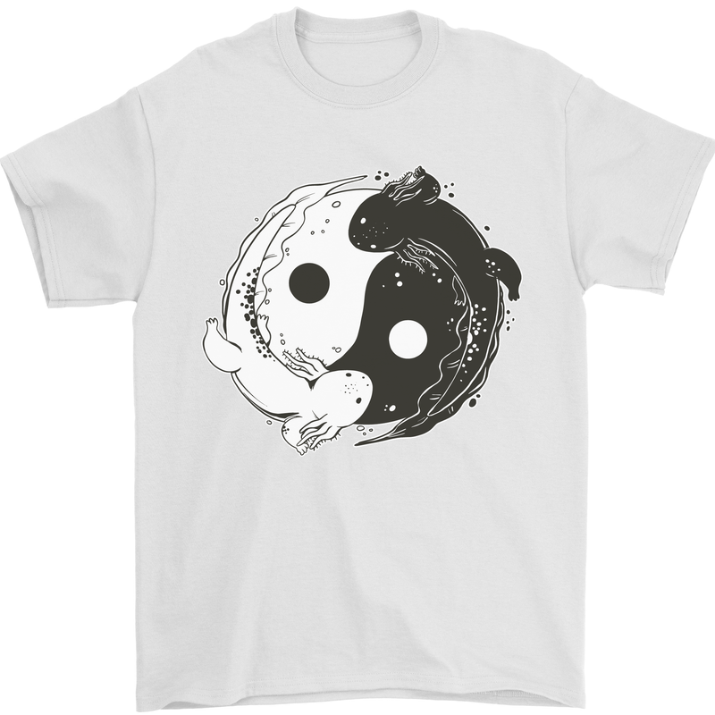 Yin Yang Axolottl Mens T-Shirt 100% Cotton White