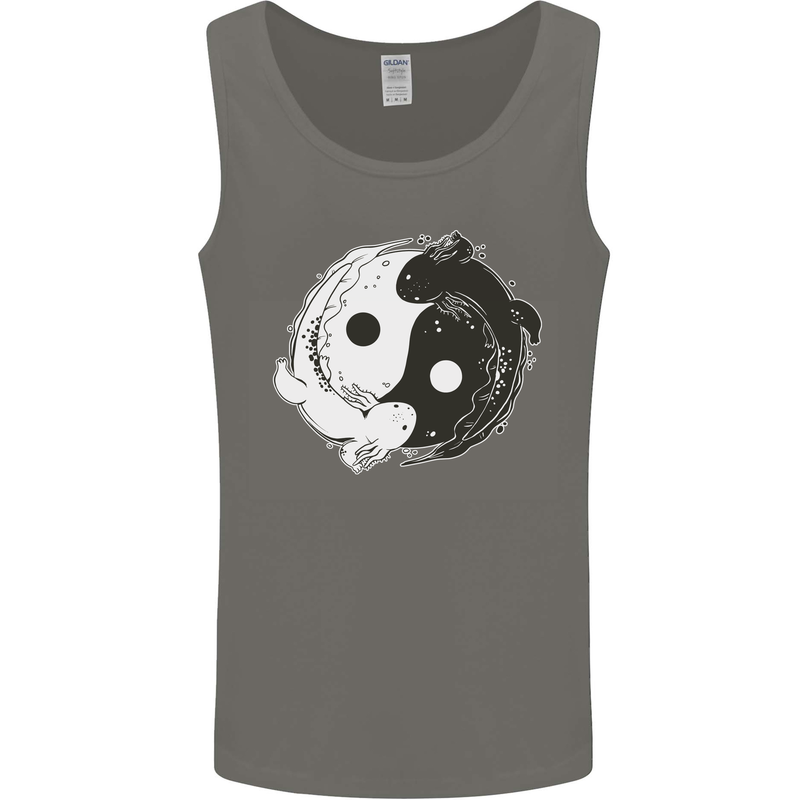 Yin Yang Axolottl Mens Vest Tank Top Charcoal