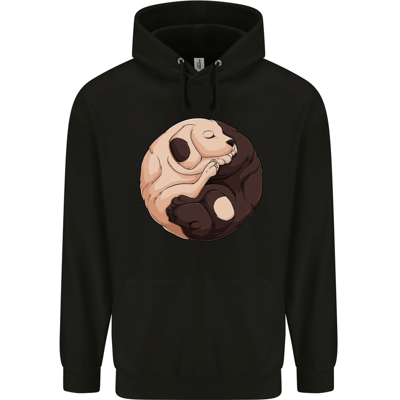 Yin Yang Dogs Mens 80% Cotton Hoodie Black