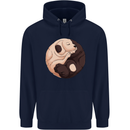 Yin Yang Dogs Mens 80% Cotton Hoodie Navy Blue