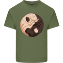 Yin Yang Dogs Mens Cotton T-Shirt Tee Top Military Green