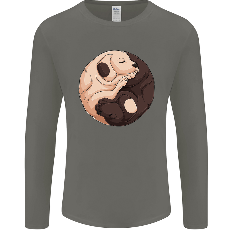 Yin Yang Dogs Mens Long Sleeve T-Shirt Charcoal