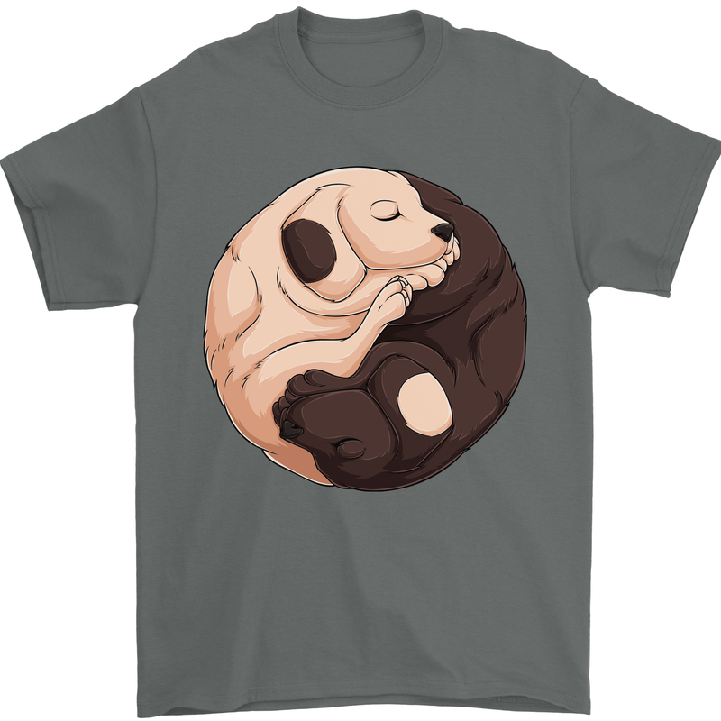 Yin Yang Dogs Mens T-Shirt 100% Cotton Charcoal