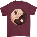 Yin Yang Dogs Mens T-Shirt 100% Cotton Maroon